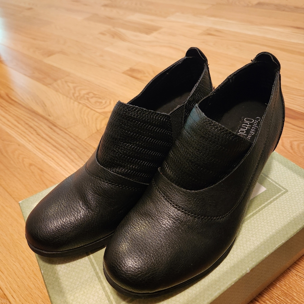 Croft & Barrow Ortholite Black Slip On Heeled Bootie Shoes Sz7